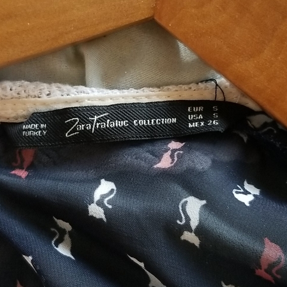 Zara Trafaluc cat print short sleeve blouse - Picture 4 of 6
